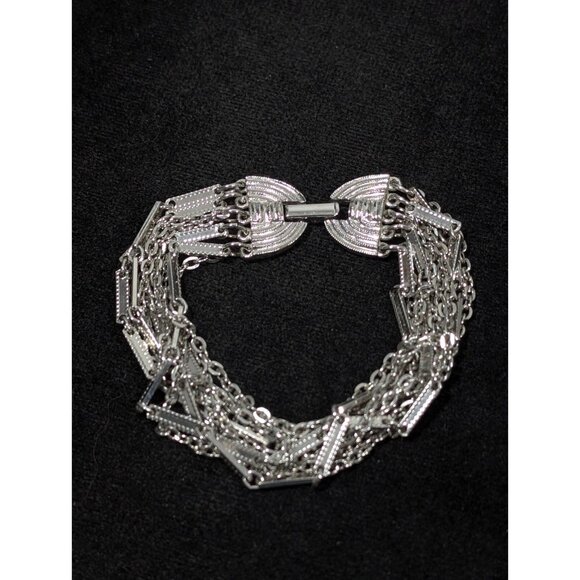 Vintage Sarah Coventry Silver Tone Multi Chain Bracelet 6.5 inch MCM Classic - Picture 2 of 6